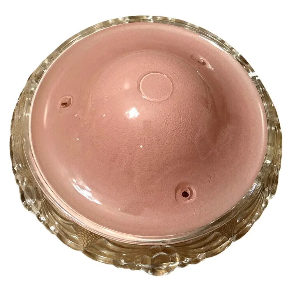 Antique Art Deco Pink Glass Ceiling Light Shade Globe 3 Hole Fixture 10